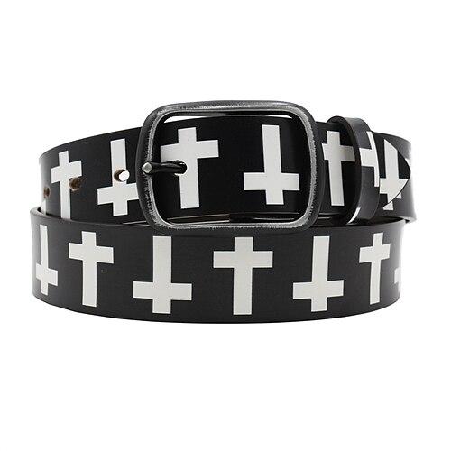 Herren Gürtel Taillengürtel Schwarz Weiß Dermis Legierung Langlebig Verstellbar Kreuz Outdoor Täglich