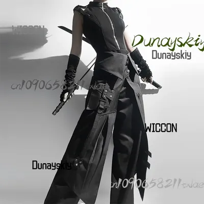 Gyrai Kei Anime Cosplay Kostüme Nightblade Lolita Damen Top Schürze Hose Alltag Set Gothic Dark Cool Halloween Weihnachten Cosplay Image