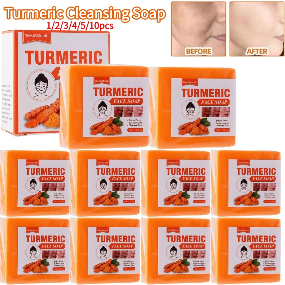 Kurkuma-Reinigungsseife, Gesichtsreparatur, sanfte Reinigung, feuchtigkeitsspendend, feuchtigkeitsspendend, nicht klebend, Kurkuma-Seife, Gesichts- und Körperwaschmittel reinigt Image
