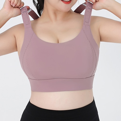 Damen Yoga-BH Panzer Pilates-BH Unterwäsche Hohe Wirkung Hohe Stützen Atmungsaktiv Bürgellos Gefüttert Einfarbig Sport Sportkleidung Schwarz Rosa Fitnessstudio Pilates Laufen Image