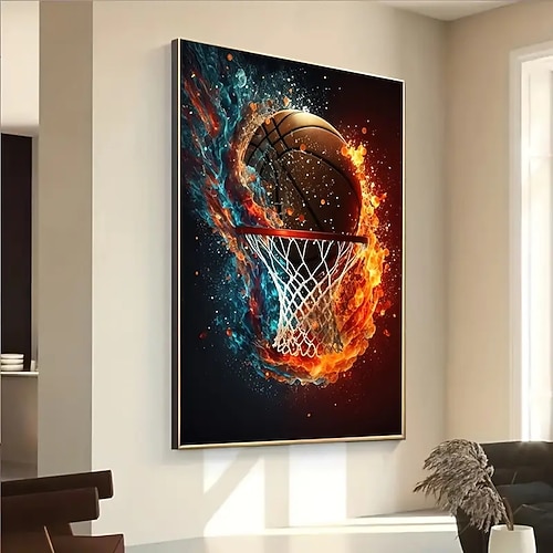 moderner Basketball! Leinwand-Kunstposter, rahmenlos, perfekt für Schlafzimmer- und Wohnzimmerdekoration, sportlich Image
