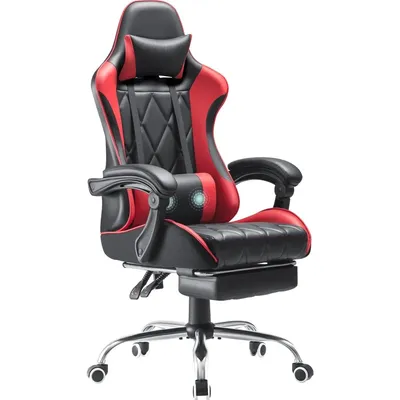 Gaming Chair, Computer Chair with Footrest and Massage Lumbar Support, Ergonomic High Back Video Game Chair with Swivel Seat an