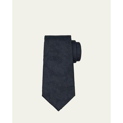 Zegna Men's Tonal Foliage Jacquard Silk Tie
