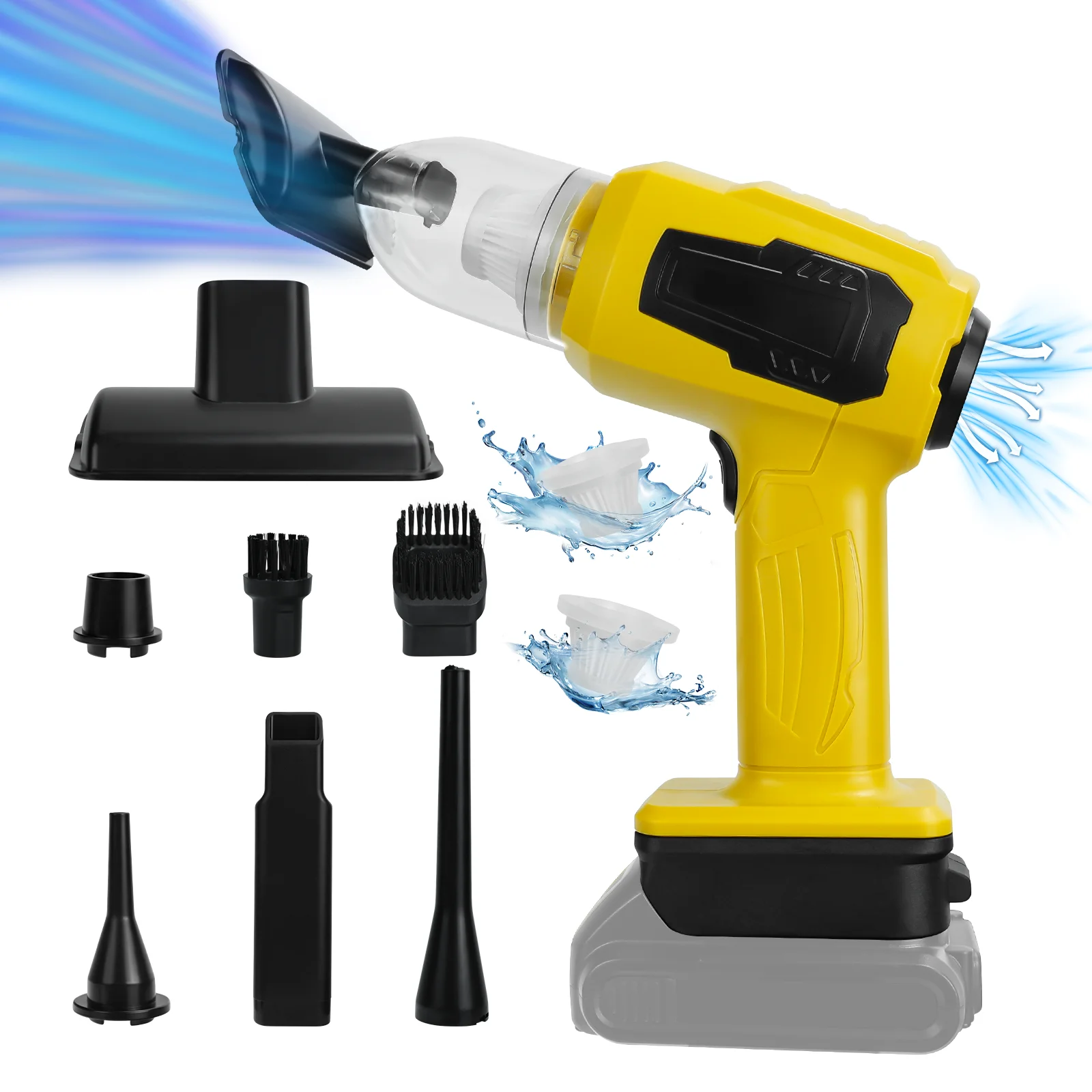 Akku-Mini-Staubsauger für Dewalt 20 V Akku, 2-in-1-Handstaubsauger und Luftstaubsauger mit mehreren Düsen (keine Batterie) Image