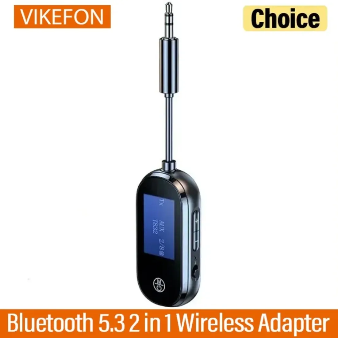 Verbesserter 2-in-1-Bluetooth 5.3-Audio-Sender, Empfänger, 3,5 mm AUX-Dongle, Musik-Wireless-Adapter für Auto-PC-TV-Kopfhörer Image