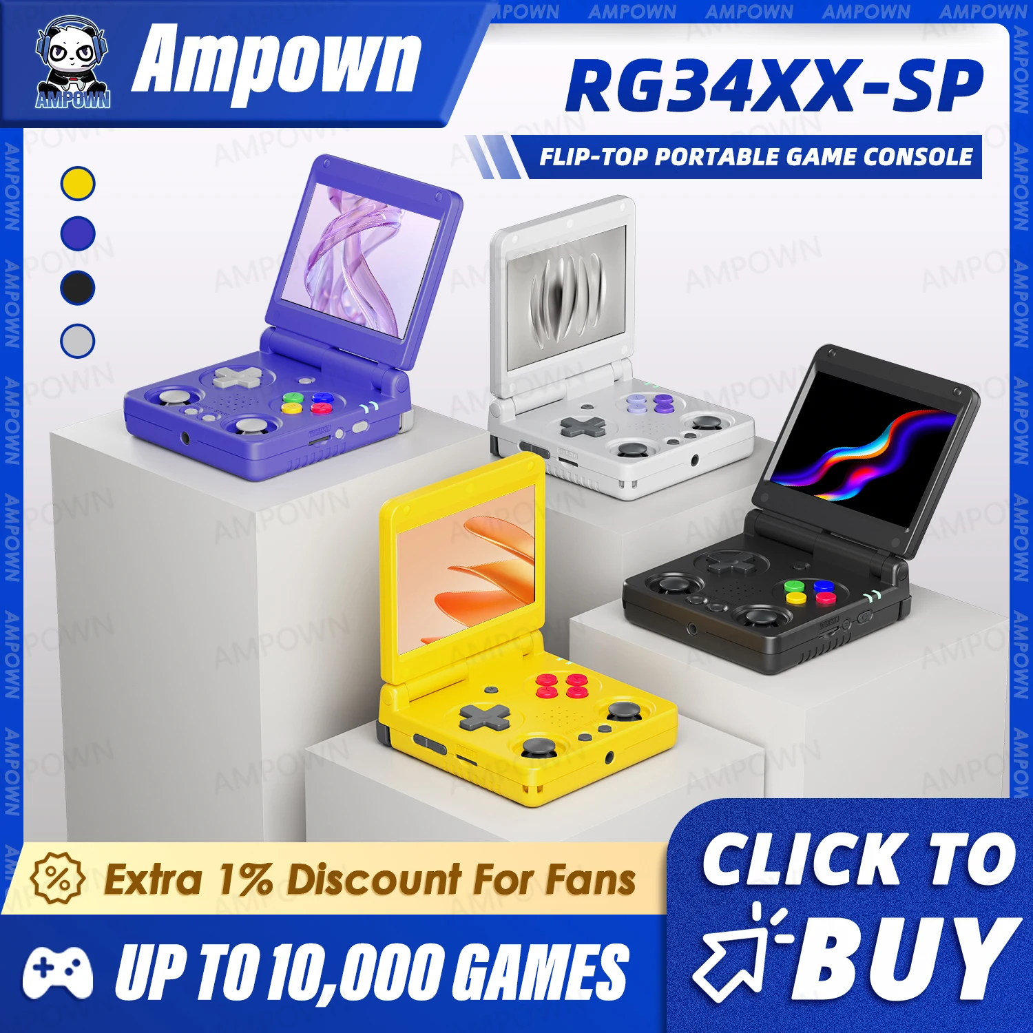 Anbernic RG34XXSP Console per videogiochi Flip Schermo IPS da 3,4 pollici Uscita TV Sistema Linux Hall Flip Cover magnetica Giocatore di gioco Regali