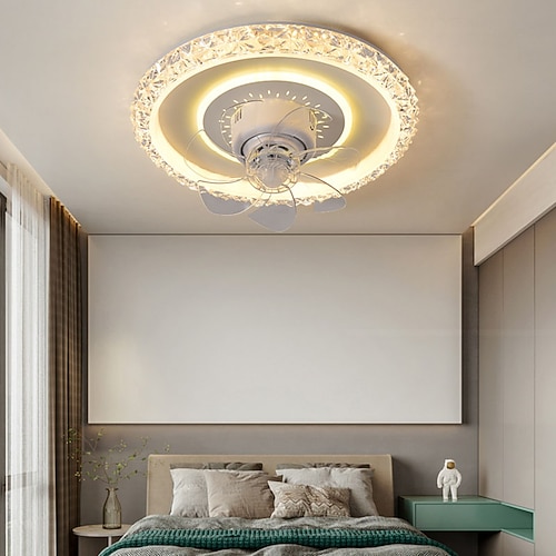 Deckenventilator mit Lichtern, runde Ventilatorlampe mit Fernbedienung, LED-Pendelleuchte, Ventilator für Wohnzimmer, Esszimmer, Deckenleuchte Image