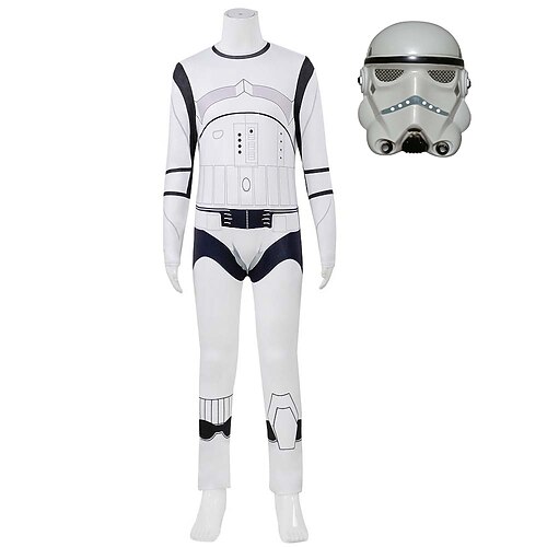 Darth Vader Sturmtruppler Maske Kostüm Bodysuits Abenteuerfilm Cosplay Film Cosplay for Herren Jungen Kinder Erwachsene Halloween Karneval Welttag des Buches Leistung Verkleidung für Image