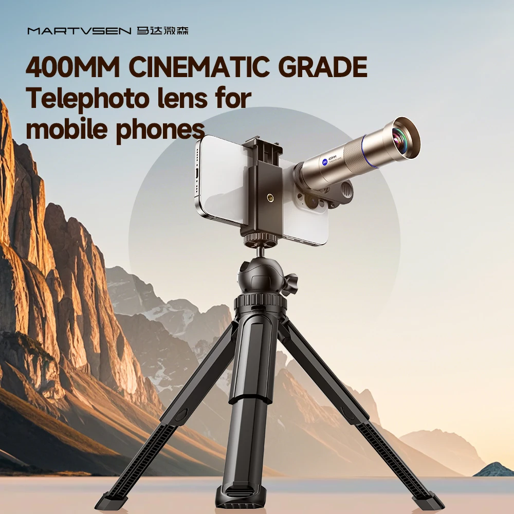 MARTVSEN 400 mm Teleobjektiv, astronomisches Teleskop-Zoomobjektiv mit erweiterbarem Stativ, geeignet für Apple iPhone und Android Image