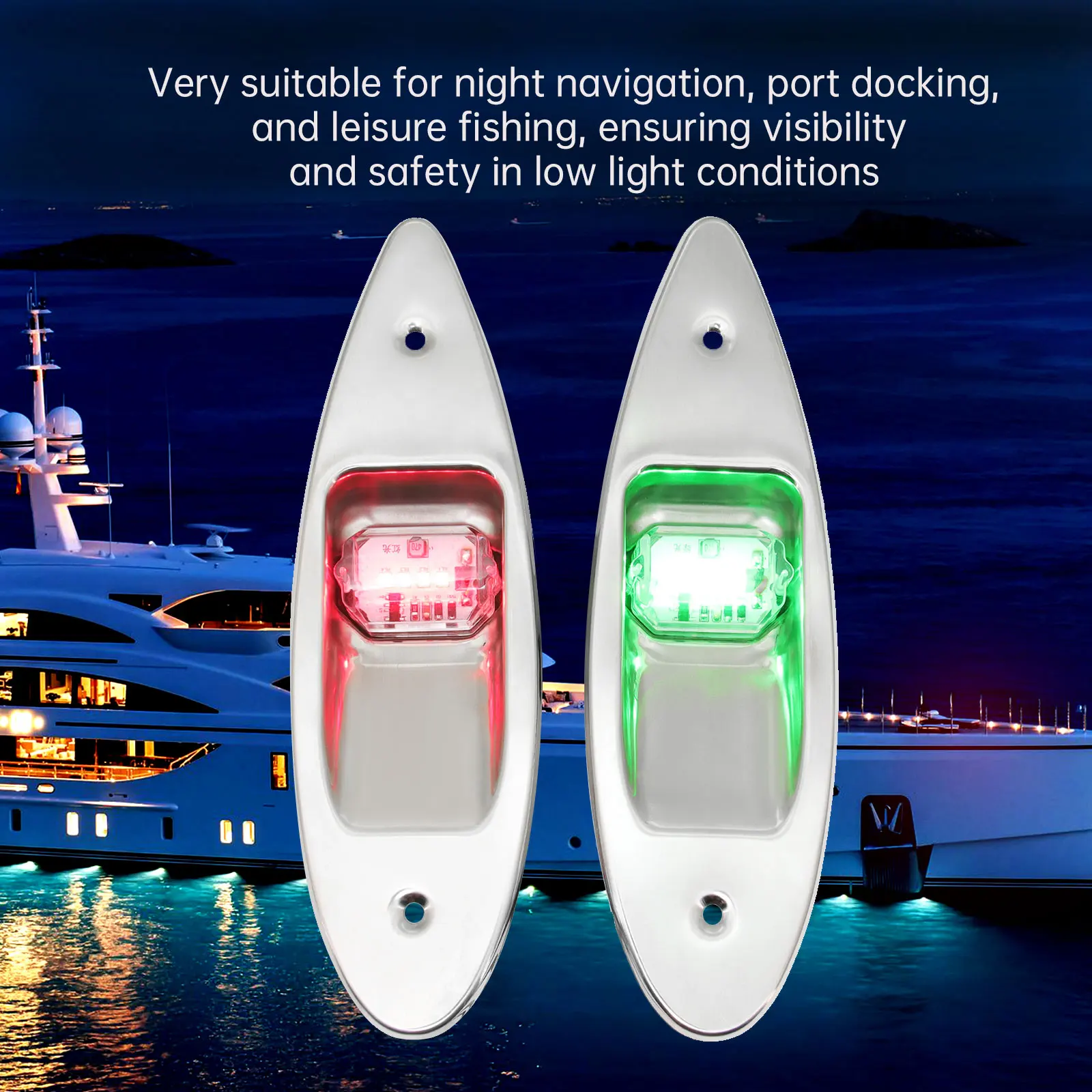 Luce di navigazione a LED 12V Segnale per barca marina Avvertimento Lampada impermeabile Barca per prua laterale Pontoni Luce resistente alla corrosione Rosso e verde
