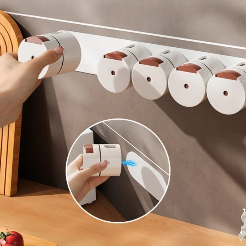 6er-Pack magnetisches Gewürzbox-Set – wandmontierter Gewürztopf mit quantitativem Salzstreuer – perfekt für die Organisation in der Küche Image