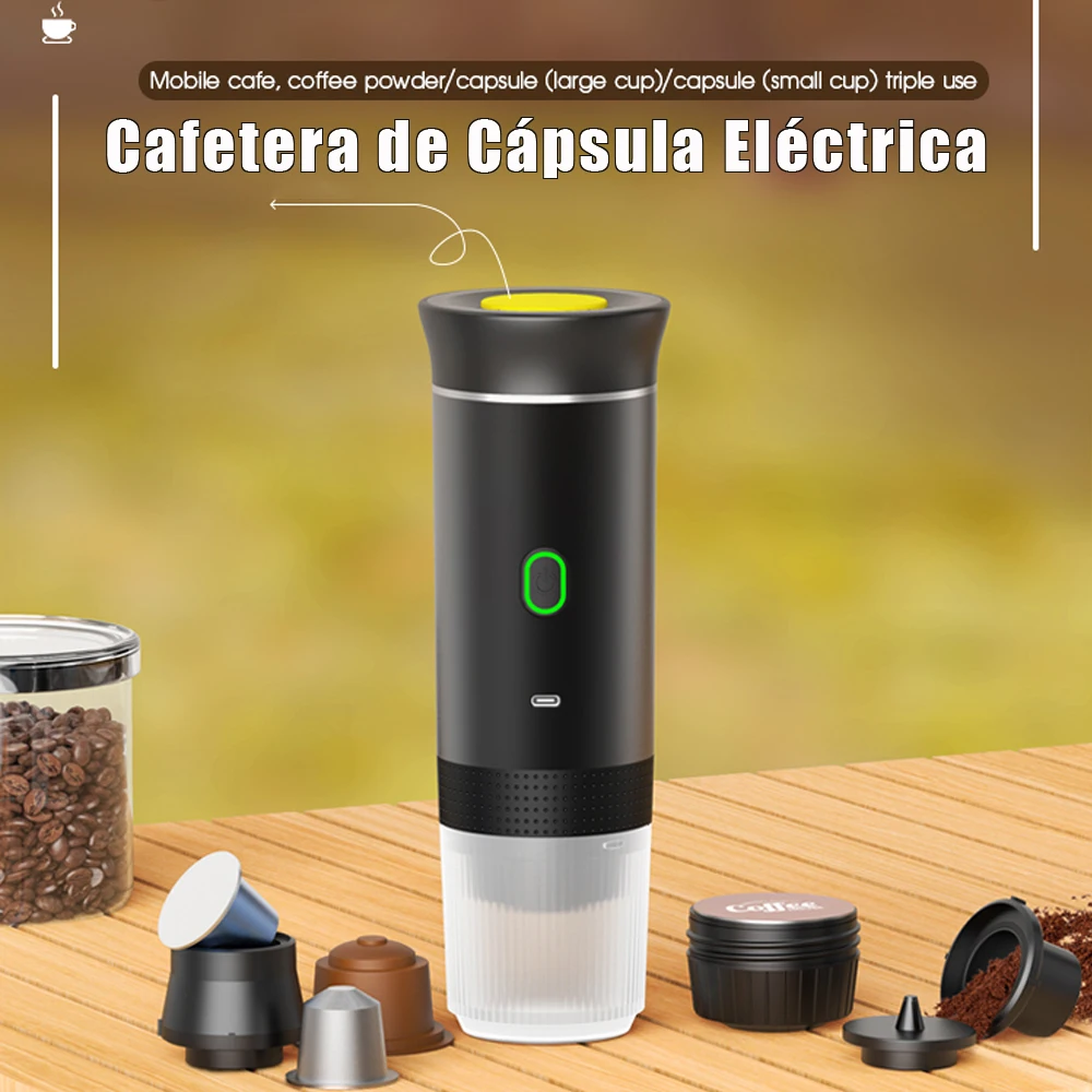 MicroData Tragbare elektrische Kapsel-Kaffeemaschine, 3-in-1-Kaffeekanne, Espressokanne, kabellose Heizpumpe, Presse, Kaffeemaschine für Reisen Image