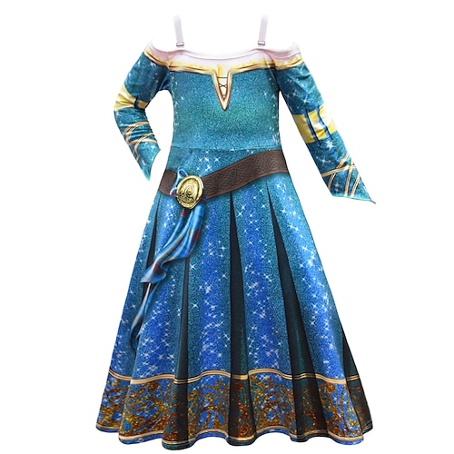 Buchwoche 2026 Märchen Prinzessin Merida Kleid Cosplay Kostüm Abenteuerfilm Cosplay for Mädchen Kinder Halloween Karneval Welttag des Buches Leistung Pädagogisches Ankleiden Verkleidung für Image
