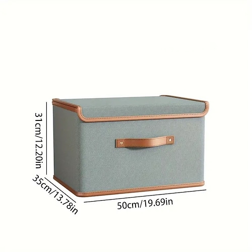 Stapelbare 2-in-1-Aufbewahrungsbox aus Oxford-Gewebe mit Deckel. Großzügige Aufbewahrungsbehälter aus Oxford-Gewebe für den Heimgebrauch zur Schrankorganisation, Aufbewahrung von Kleidung, Decken und Image