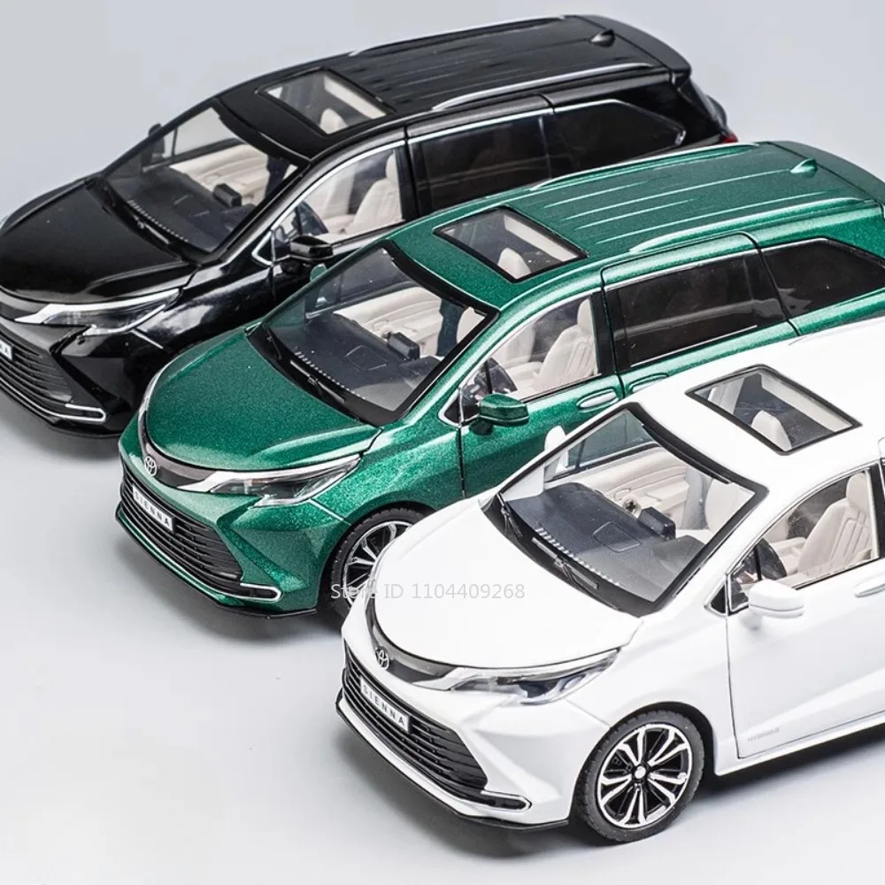 Maßstab 1:24 SIENNA Camry Sportwagen Modell Spielzeug Sound Licht Zurückziehen Legierung Körper Gummireifen Miniaturmodelle Hobby Ornamente Geschenk