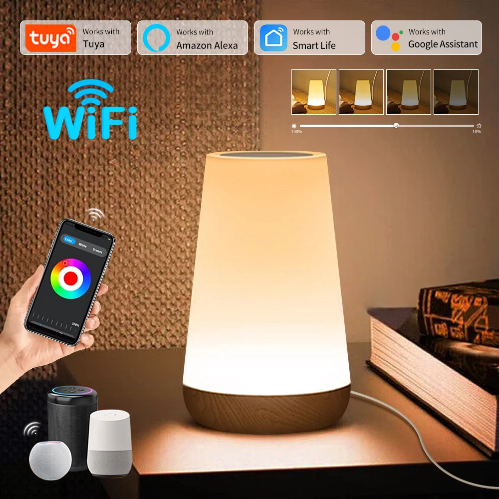 Tuya WiFi Smart Licht Nacht Led Nacht Lichter Dimmbare Tisch Lampe RGB Touch Lampe Stimme APP Steuerung Google Home Alexa Smartlife
