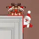 Cartello angolare per porta natalizia con Babbo Natale e renna - Scultura festiva per soggiorno, camera da letto, ufficio e arredamento per interni/esterni