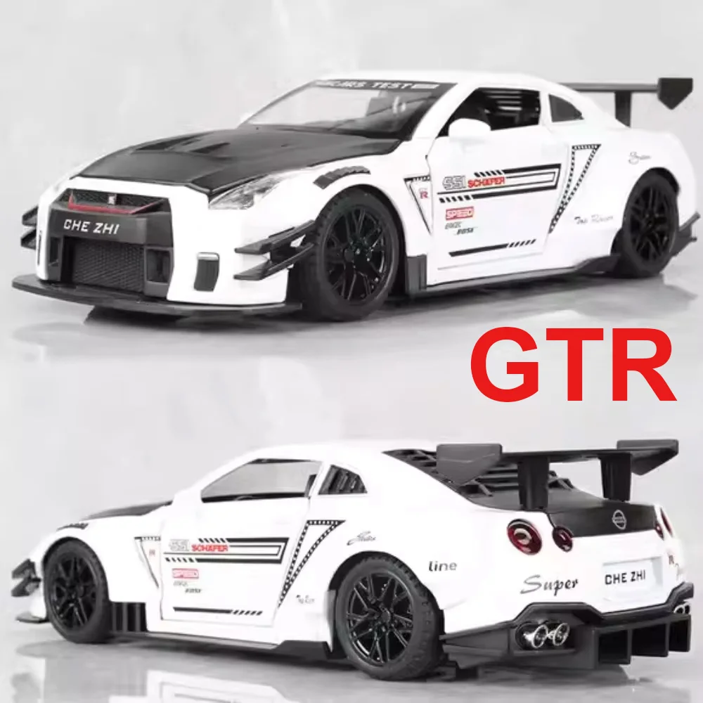 Maßstab 1:24 GTR R34 Modell Spielzeug Diecast Legierung Auto Türen Opend mit Sound Licht Zurückziehen Miniatur Modelle Fahrzeuge Junge Sammeln Geschenk Image