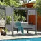 3-Seat Patio Swing Chair,Outdoor Patio Swing Bed with Adjustable Curtains,Porch Swing Bed for Balconies, Gardens and Poolside