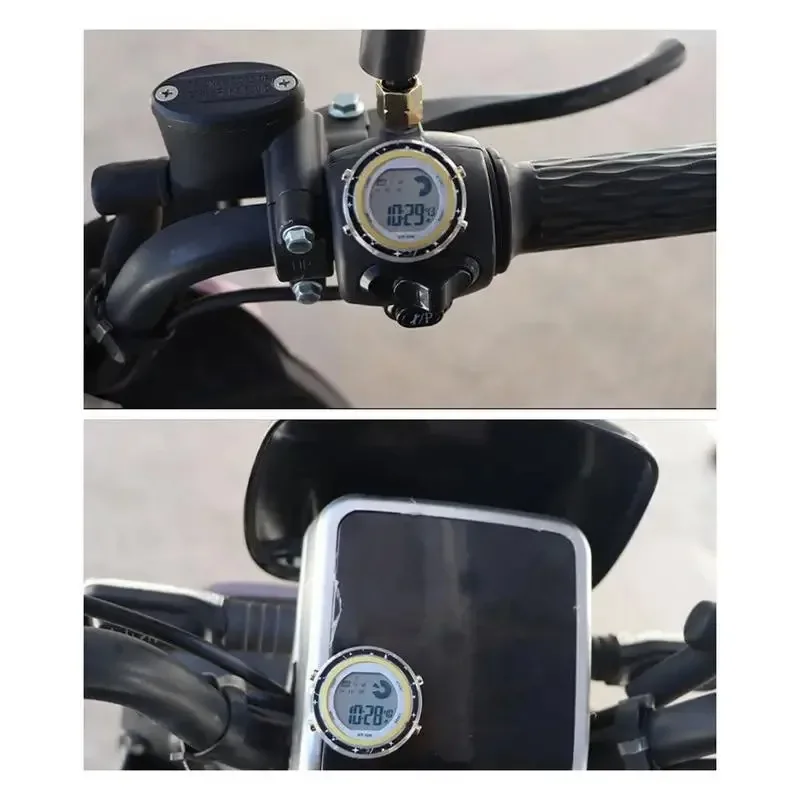 Universelle wasserdichte Motorrad Quarzuhr leuchtende elektronische Uhr wasserdichte Fahrrad Motorrad uhr Armaturen brett Auto Uhr Image