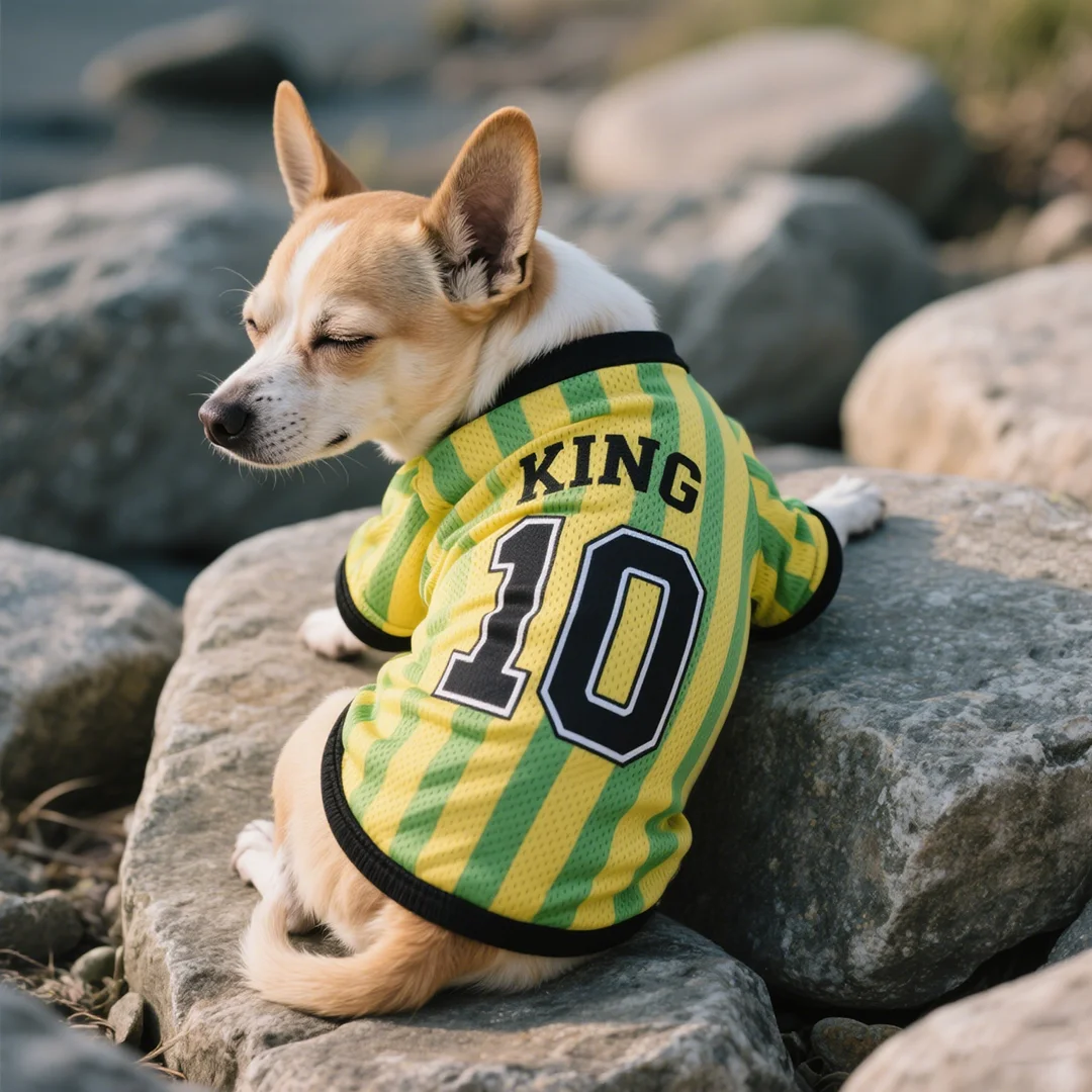 Haustierkleidung für Hunde, Heimtierbedarf, atmungsaktiv, kühl, bequem, Fußballtrikots, kleine Hunderassen, kühl und stilvoll Image