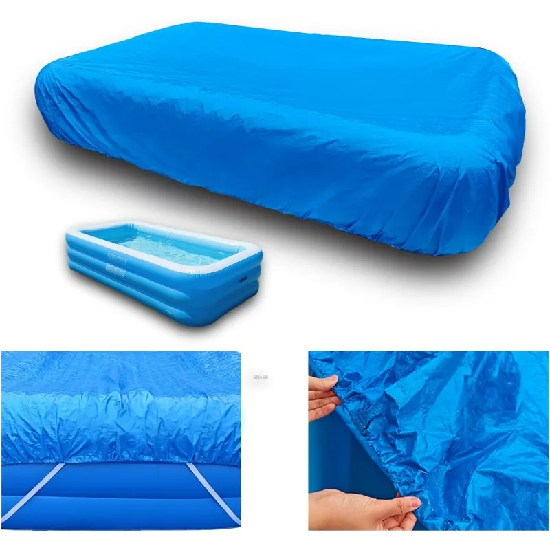 103 x 69 Zoll aufblasbare rechteckige Poolabdeckung 120 x 72 Zoll staubdicht starke Reißfestigkeit Poolabdeckungen integriertes elastisches Band Image