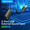 Vention Scheda audio USB Adattatore di interfaccia audio da USB a 2 porte da 3,5 mm per PC Notebook Laptop Cuffie PS5 con schede audio USB con microfono