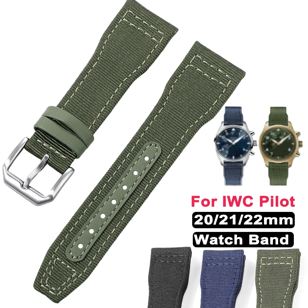 Nylon Canvas für IWC Pilot Armband Männer Frauen Ersetzen Armband Sport Strap Zubehör Militär Handgelenk Mit Werkzeuge 20mm 21mm 22mm Image