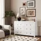 Dresser for Bedroom , Farmhouse Wood Chest of Drawers, Wide TV Stand Closet Storage Furniture with Metal Handle,
