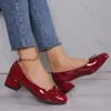 Damen-Pumps, klobiger Absatz, runde Zehenpartie, Schleifenknoten, süßes Weinrot, Bürofrau, Mary Jane-Schuhe, modische flache Absätze für Damen schuhe damen pumps heels high heels for ladies heels