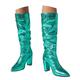 Knee High Boots Women's 70s Boots with Chunky Heel Women's Boots Block Heel Western Boots Zip Slip On Boots Lace Toe Dress Boots