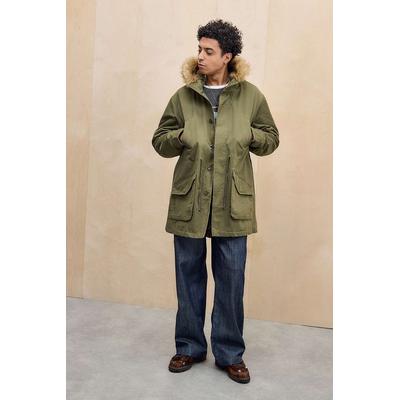BDG Green Faux Fur Hood Parka Jacket - Green XL at Urban Outfitters