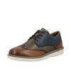 Schnürschuh RIEKER, Herren, Gr. 47, cognac, khaki, blau, Glattleder, mehrfarbig, Lyralochung, casual, Schuhe, Schnürschuh, Business-Schnürer in bequemer Form
