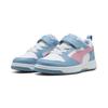 Sneaker PUMA "REBOUND V6 LO AC+ PS", Gr. 28, puma weiß, poised pink, cool blau, Synthetik, mehrfarbig, sportlich, Schuhe