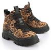Schnürboots BUFFALO "ASPHA NC MID", Damen, Gr. 40, braun (braun, leo), Velourslederimitat, modisch, Schuhe, Trendboots, Stiefelette, Plateauboots im Leo-Look