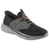 Slip-On Sneaker SKECHERS "SLADE-CASTER", Herren, Gr. 47,5, schwarz (schwarz, grau), Textil, Lederimitat, meliert, casual, Schuhe, Slipper, Sneaker mit Gummizug und Slip-ins