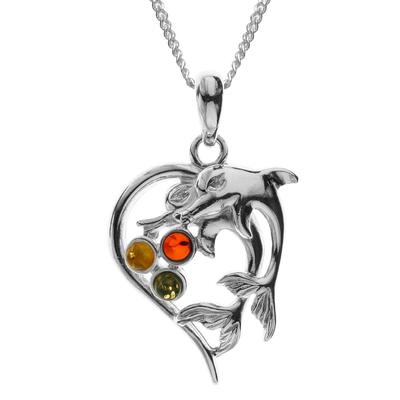 Kette mit Anhänger OSTSEE-SCHMUCK "Ostsee-Schmuck Kette mit Anhänger Delphinpaar" Gr. 45, silber (silberfarben), Halsketten, Damen, 45cm, Silber 925 (Sterlingsilber), L: 42cm Image