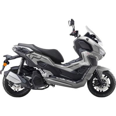 Motorroller PRIKE "PRIKE XDV 125, E5+, Adventure, ADV Roller", grau (grau, schwarz), Motorroller & Mofas, ohne Topcase, 95 km/h, ABS, Windschutz, Heizgriffe, USB, EFI, digitales Display, B:78cm H:127cm L:196cm, Topseller