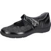 Riemchenballerina WALDLÄUFER "HENNI-Soft", Damen, Gr. 8 (42), schwarz, Lackleder, Textil, glänzend, klassisch, Schuhe, Klettschuh, Komfortschuh, Bequemschuh, Weite H, mit Orthotritt
