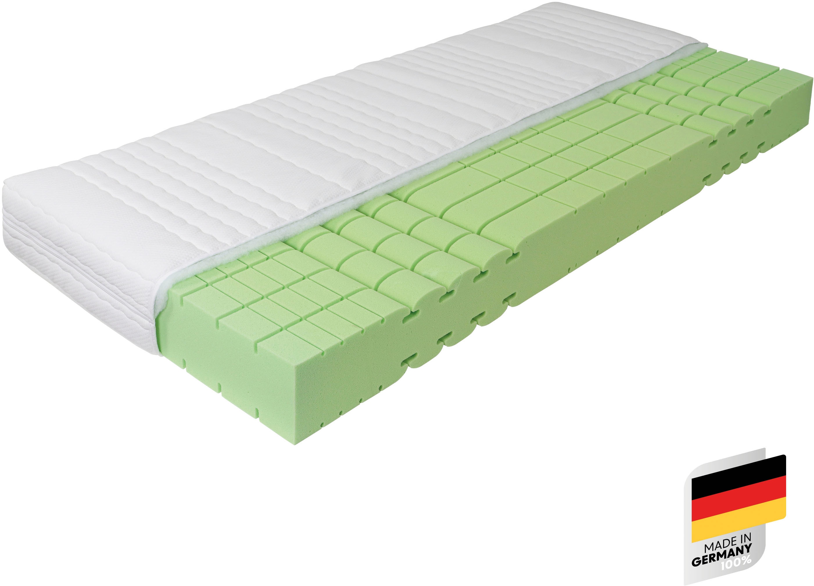 Kaltschaummatratze "KOMFORT-SAN Testsieger Stiftung Warentest", weiß, B:80cm H:18cm L:200cm, Obermaterial: 50% Baumwolle, 50% Polyester, RAVENSBERGER MATRATZEN, Matratzen, Ausgabe 03/2025 Note GUT (2,2), getestet in 90x200cm Härtegrad H4 Image