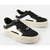 Plateausneaker BUFFALO "CAJO", Damen, Gr. 41, schwarz-weiß (schwarz, weiß), Lederimitat, sportlich, Schuhe, Schnürschuh, Halbschuh, Retro-Sneaker, Freizeitschuh zum Schnüren