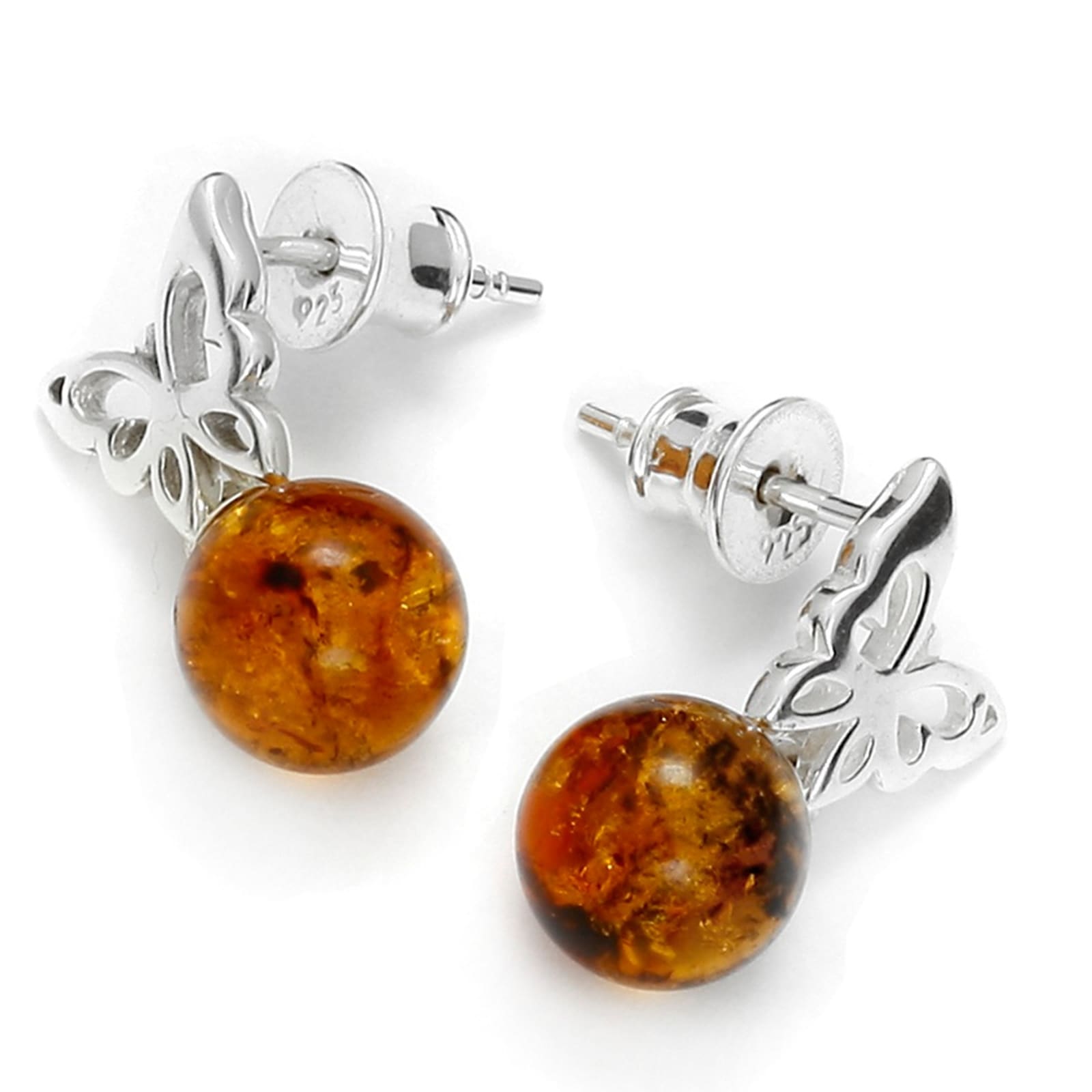 Paar Ohrstecker OSTSEE-SCHMUCK "Ostsee-Schmuck Ohrstecker Schmetterling Ohrstecker Schmetterling", weiß, Ohrringe, Damen, 19 x 8mm, Silber 925 (Sterlingsilber)