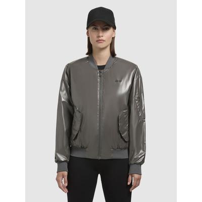 Bomberjacke KHUJO "ANEO", Damen, Gr. M, grau (dunkelgrau), 100% Polyester, casual, loose fit hüftlang, Langarm eingesetzt elastischer Bund, Jacken Image