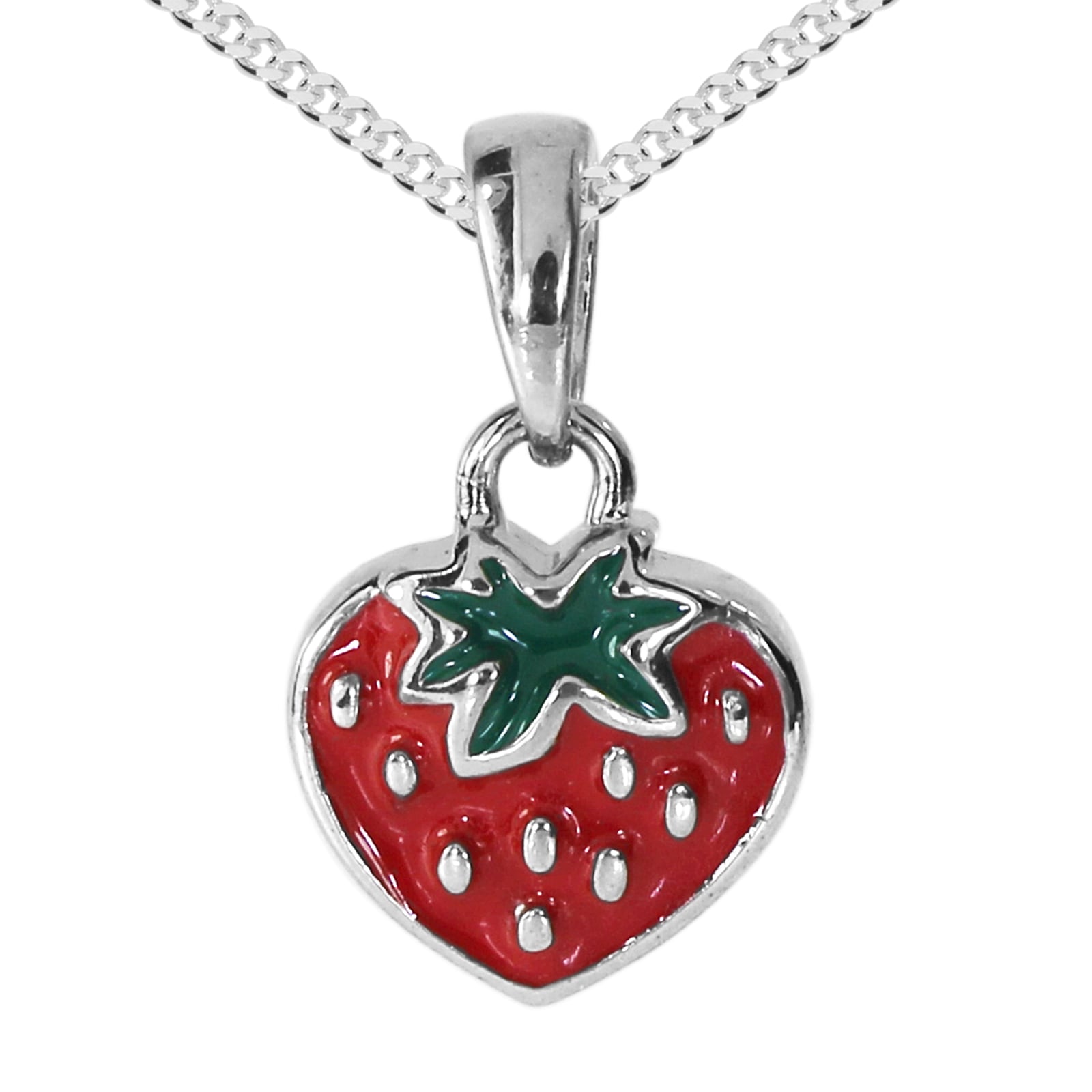 Kette mit Anhänger OSTSEE-SCHMUCK "Ostsee-Schmuck Kette mit Anhänger Erdbeere" Gr. 50, silber, Halsketten, Damen, 50cm, Silber 925 (Sterlingsilber), L: 40 Image