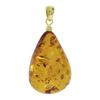 Ketten-Anhänger OSTSEE-SCHMUCK "Ostsee-Schmuck Anhänger Tropfen ca. 38 mm lang - Gold 333/000", gelb, Schmuckanhänger, Damen, 48 x 24mm, Bernstein, 7.0 g