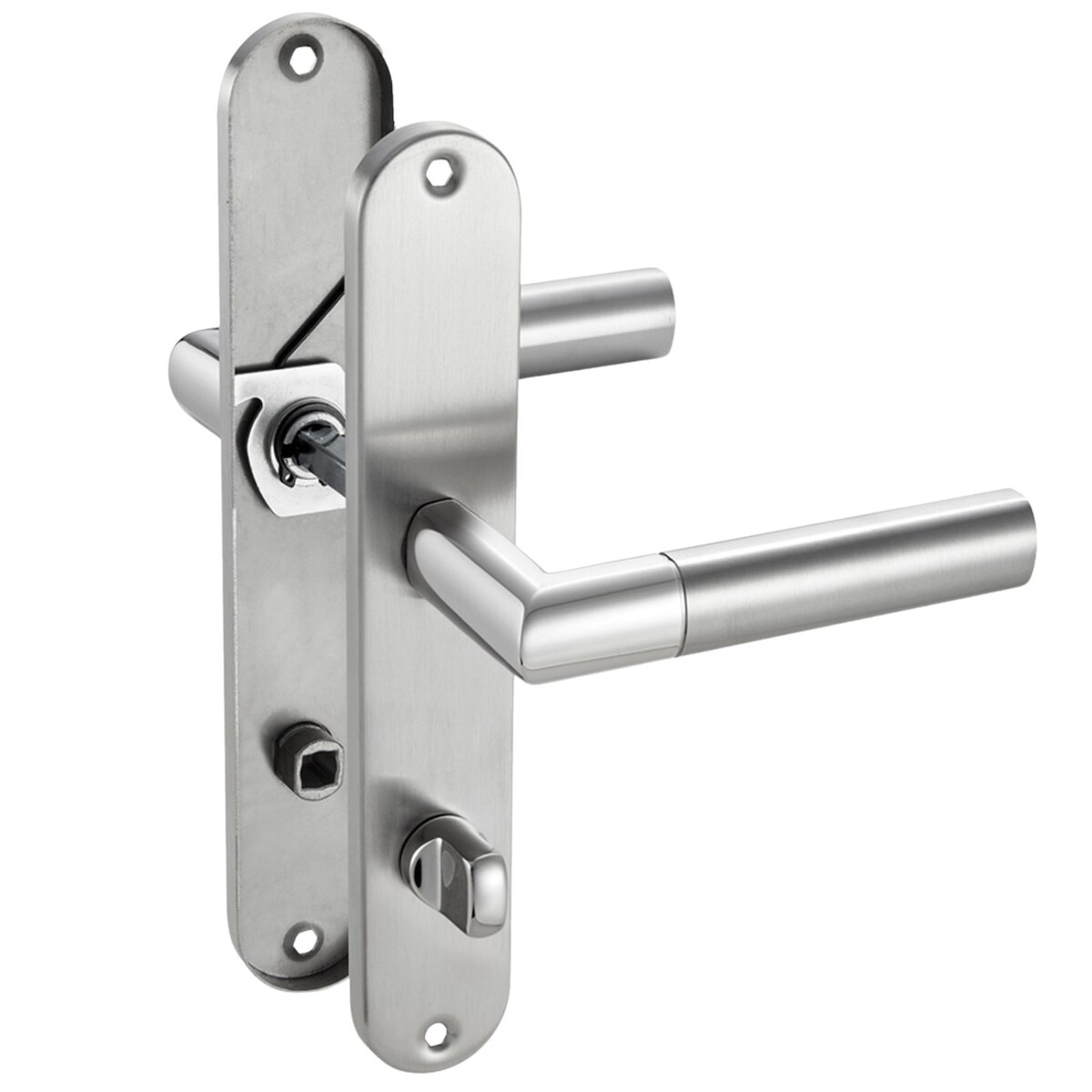 ID Dinkel Drückergarnitur Langschild Renovierungsgarnitur Edelstahl glanz poliert CATHY WC - Badezimmer Image