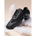 Chaussures de danse en cuir noir et mesh pour femmes - Baskets de jazz professionnelles pour l'entraînement latin, de salon et de performance