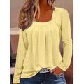 Femmes Chemise Chemise en Dentelle Couleur Unie Graphique Uni Élégant ancien Classique manche longue Col carré Hauts Réguliers Quotidien Sortir Vêtements de vacances Imprimé Blanche Jaune Rose Bleu