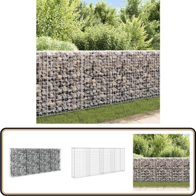 Gabionenwand mit Abdeckung Verzinkter Stahl 200×20×85 cm - Gabionsystem - Gartenzaun Image