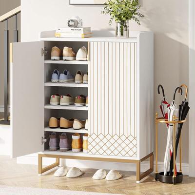 Schuhschrank mit 2 Türen, 73x35x105cm, Schuhregal Schuhkommode für 25 Paare, Schuhschrank weiß mit Image